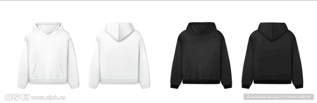 黑白连帽衫男士运动衫样机