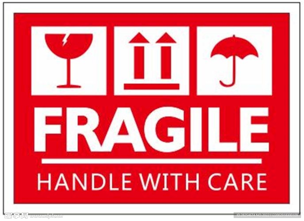 英文易碎标签