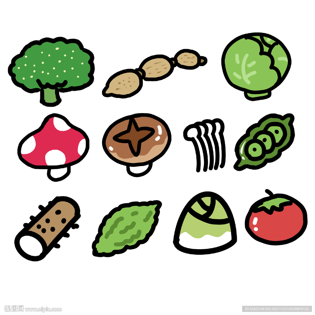 蔬菜简笔画免扣元素