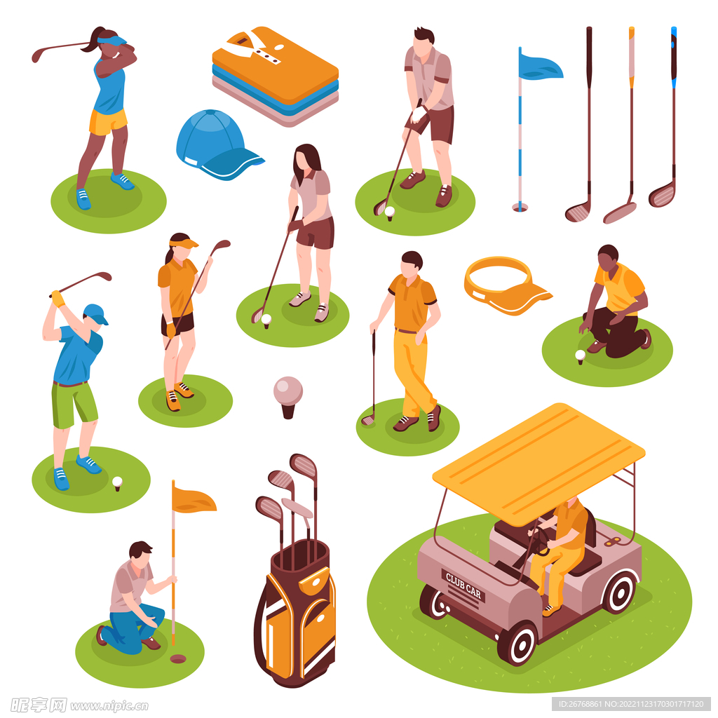 矢量高尔夫人物设计