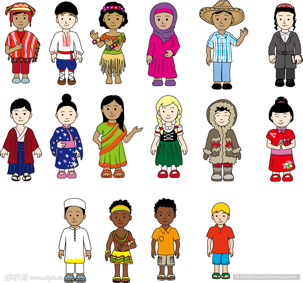 各国人物卡通矢量图