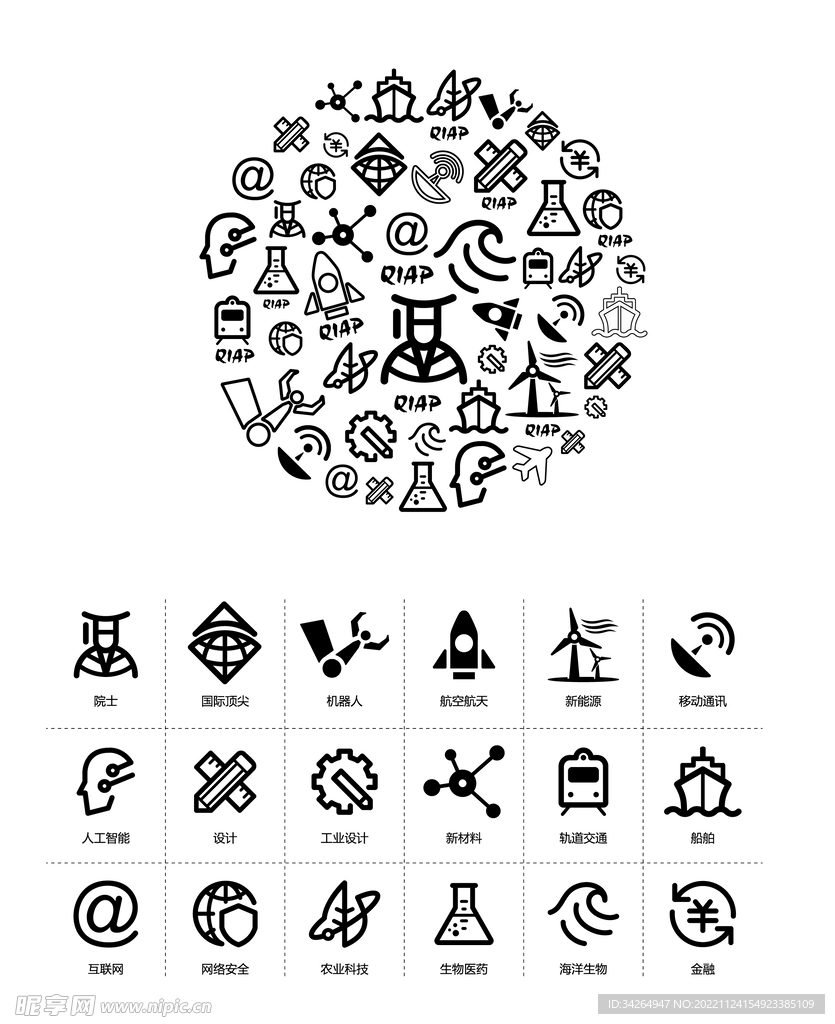 现代科技矢量图标大全