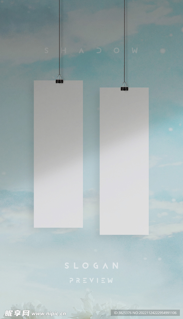 悬挂阴影双面竖版手幅样机