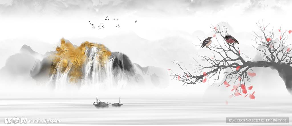 中国风山水画风景