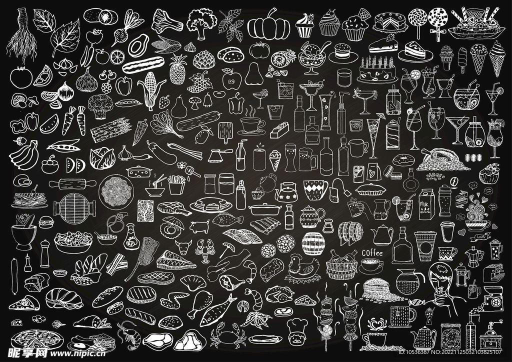 黑板上的食物和饮料