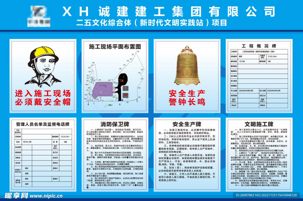 七牌一图 工地概括牌  
