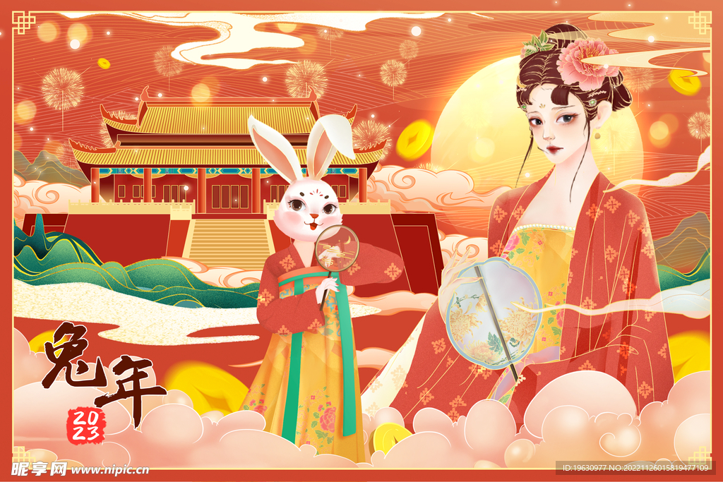 中国风国潮春节新年插画