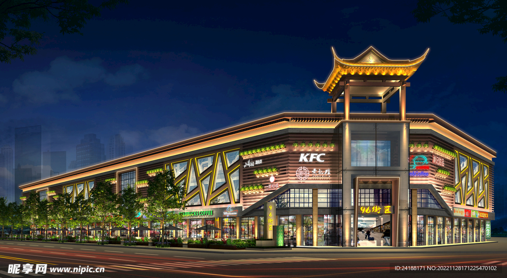 商业楼亮化泛光效果图