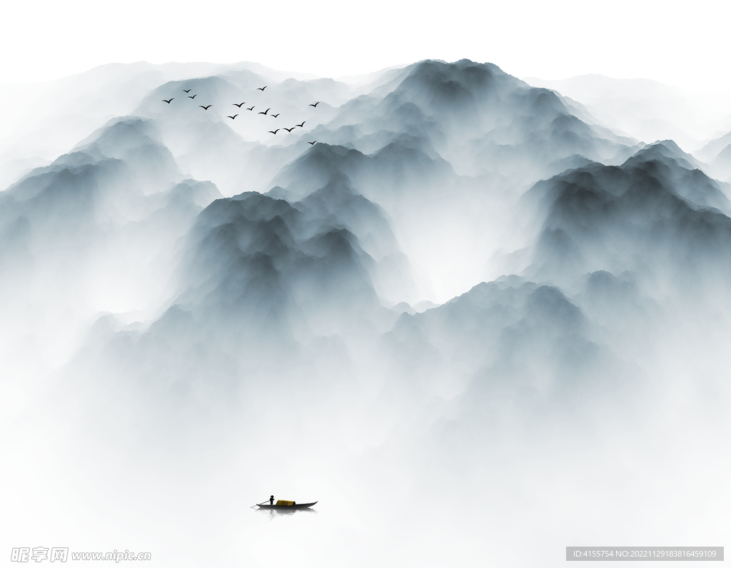 意境水墨山水画