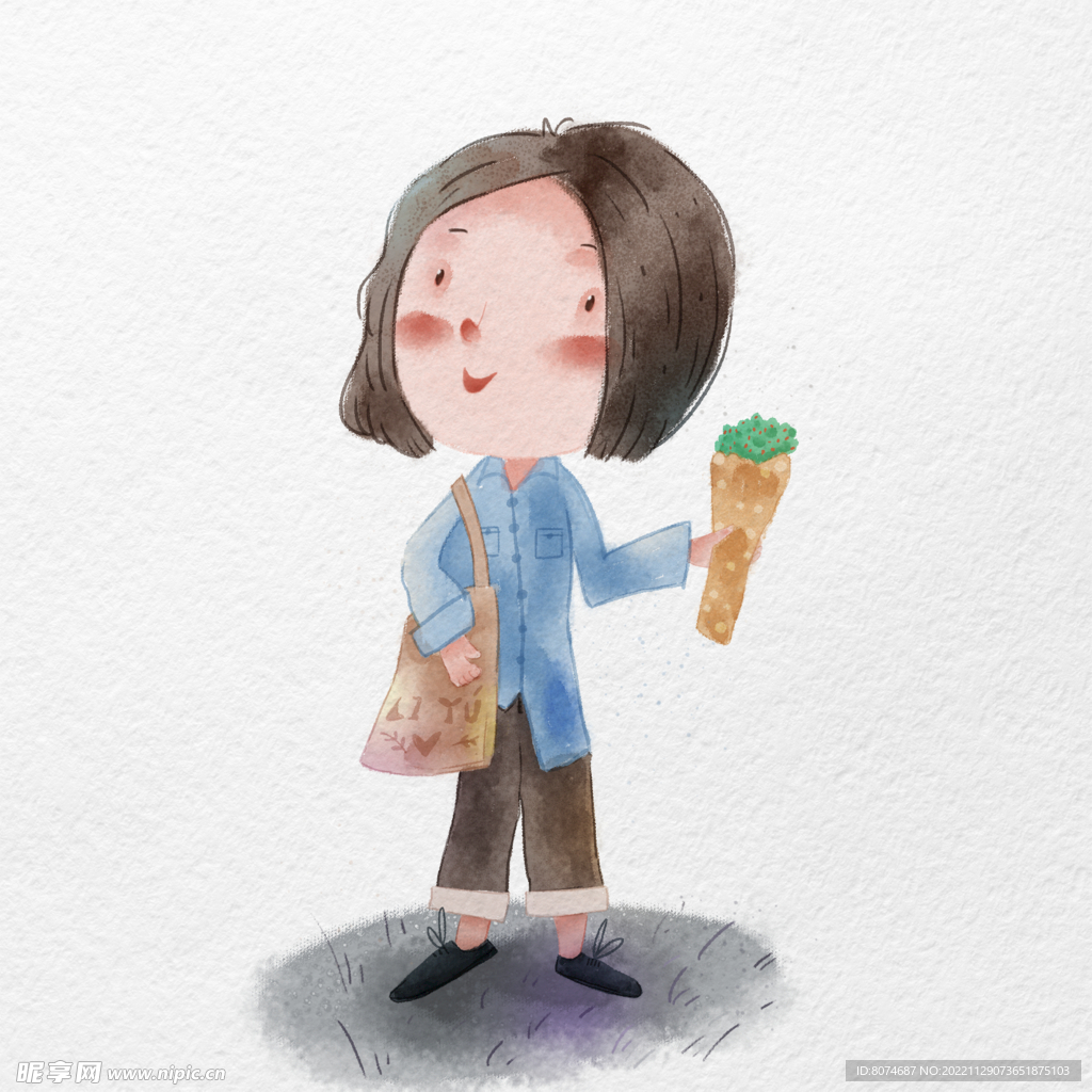 水彩人物插画素材