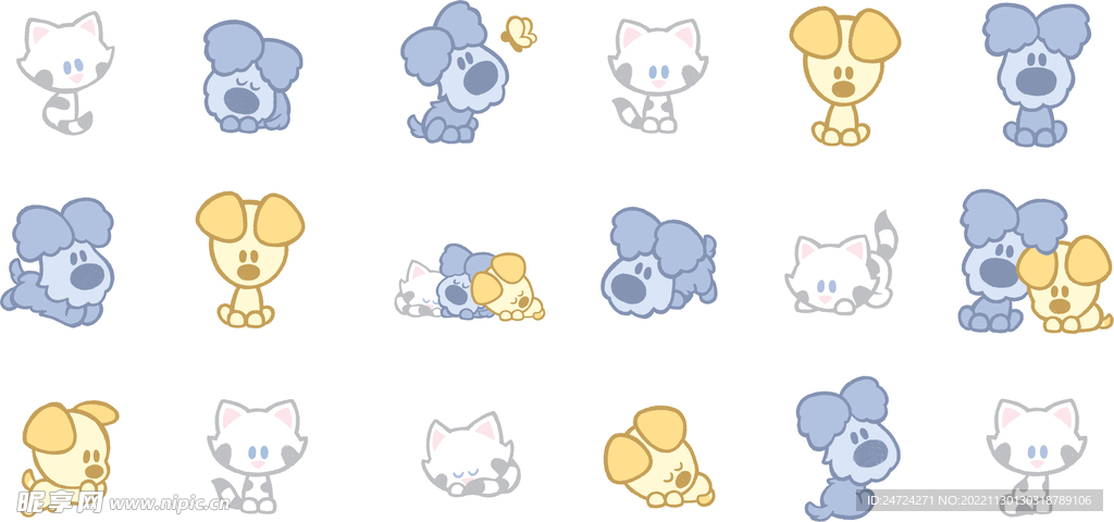 卡通小猫 小狗