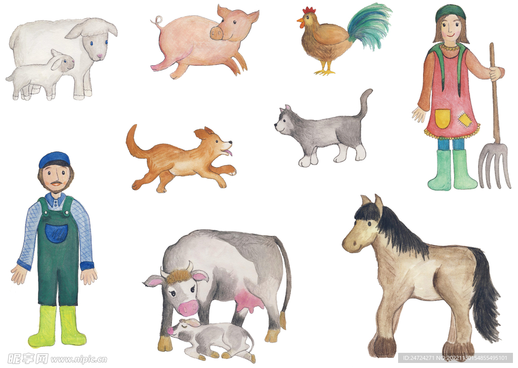 手绘农场动物