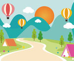 卡通插画风景矢量图