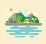 卡通插画风景矢量图