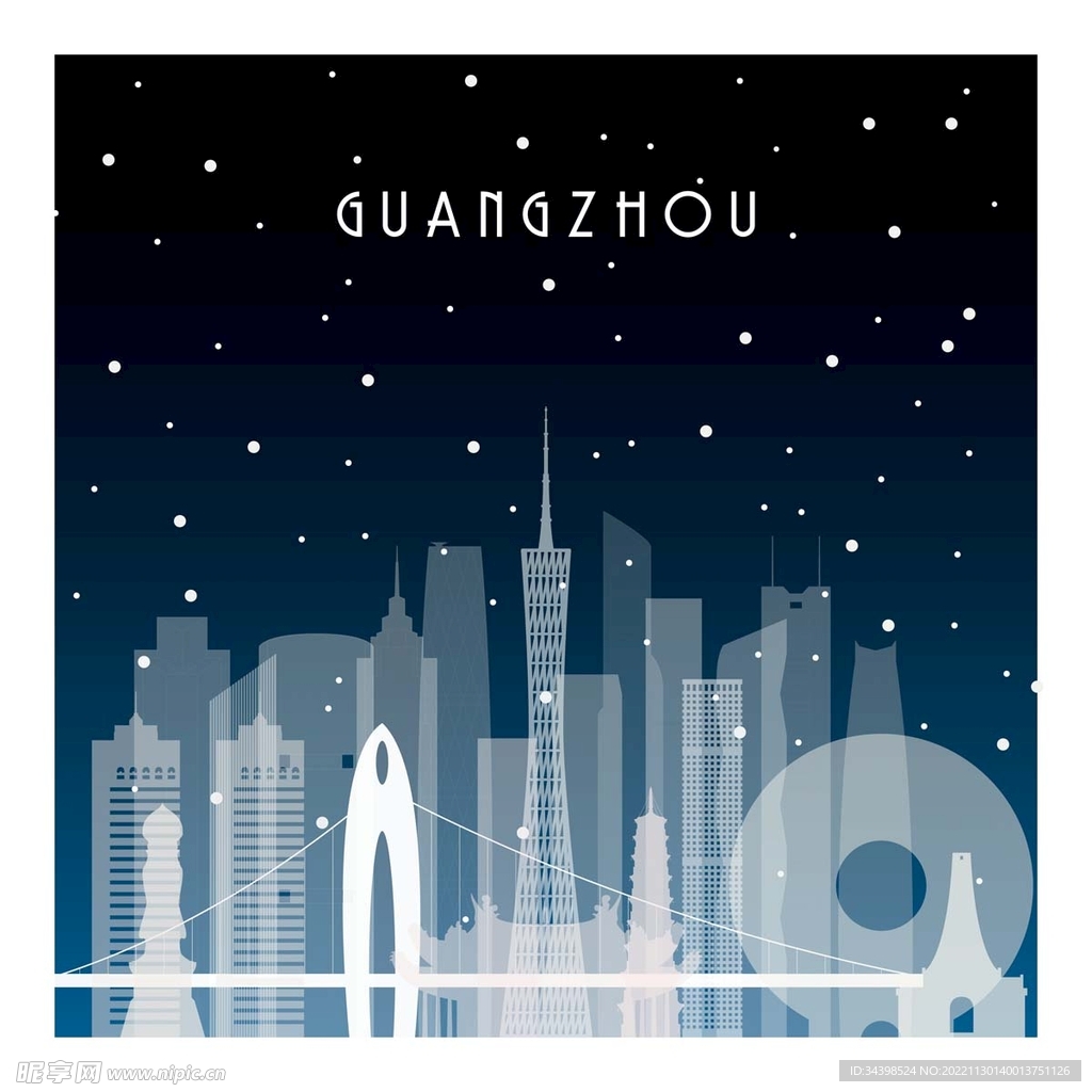 广州城市地标建筑剪影