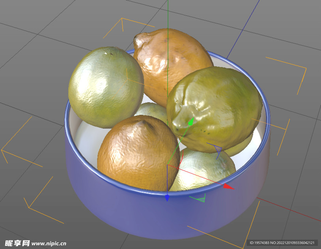 C4D模型柠檬