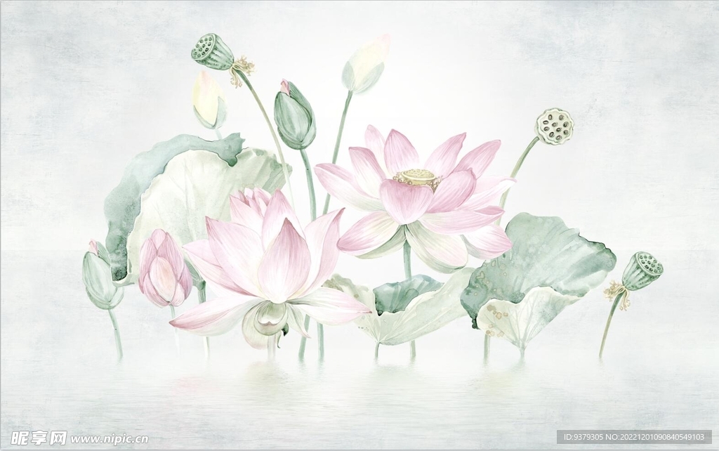 水墨山水简约花鸟背景客厅装饰画