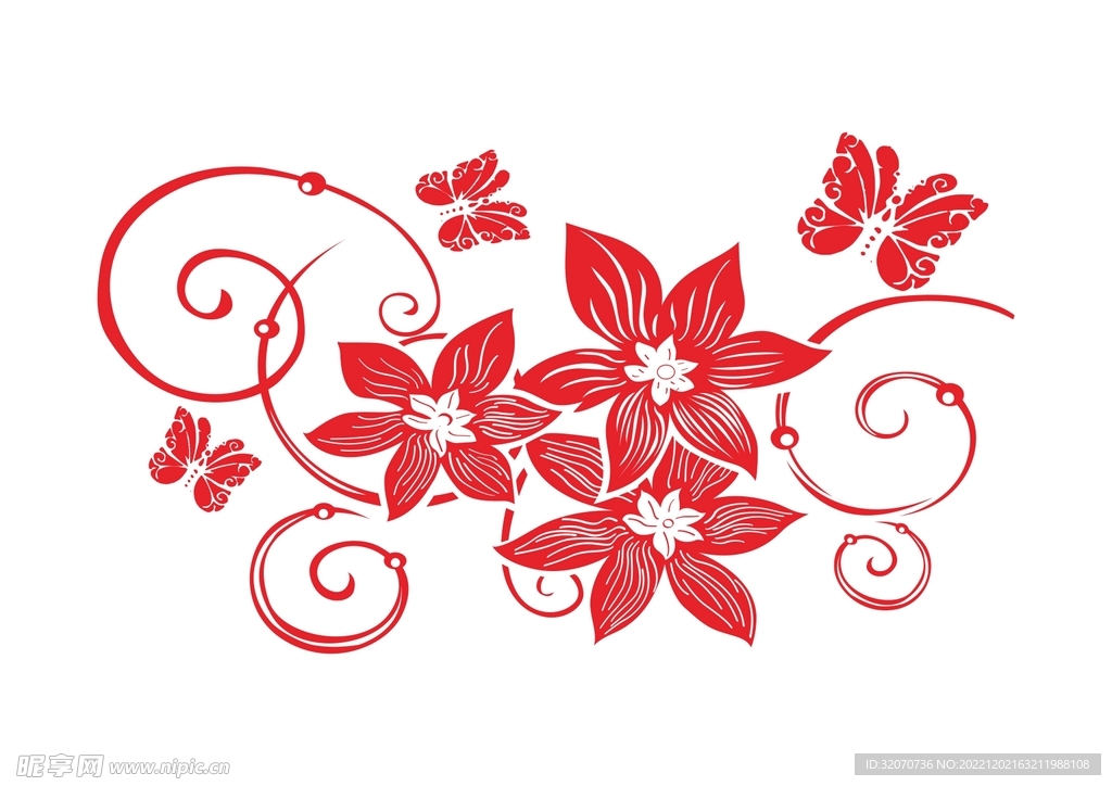 花朵 蝴蝶 矢量文件