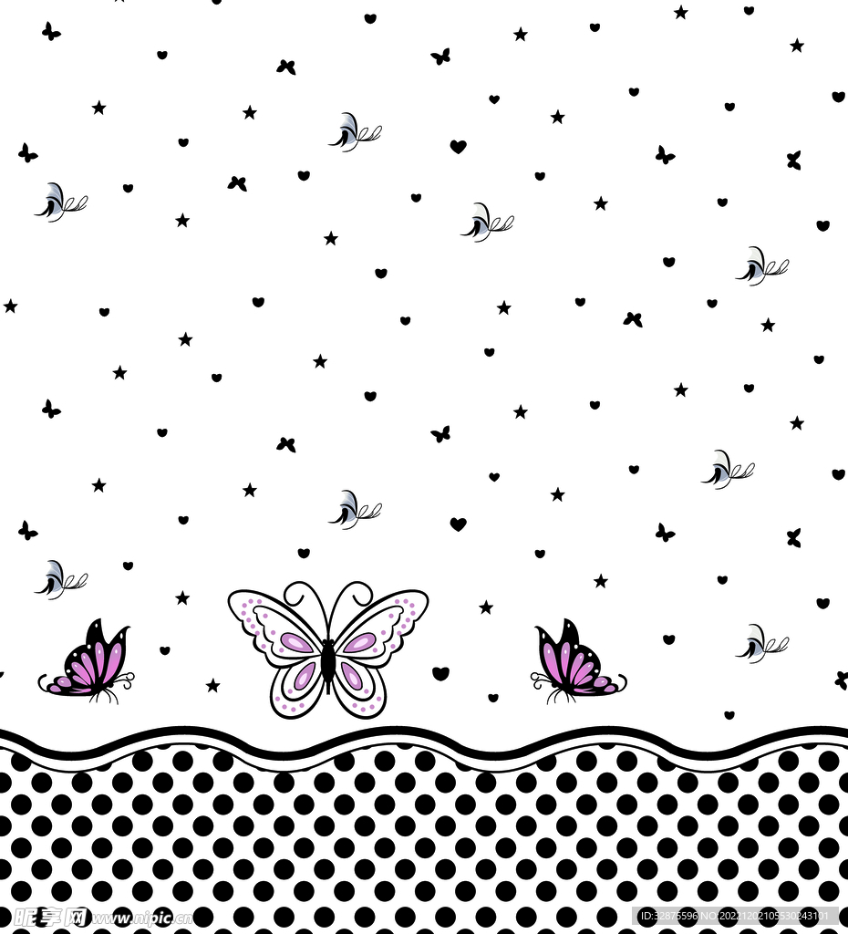 蝴蝶 波点 波浪 