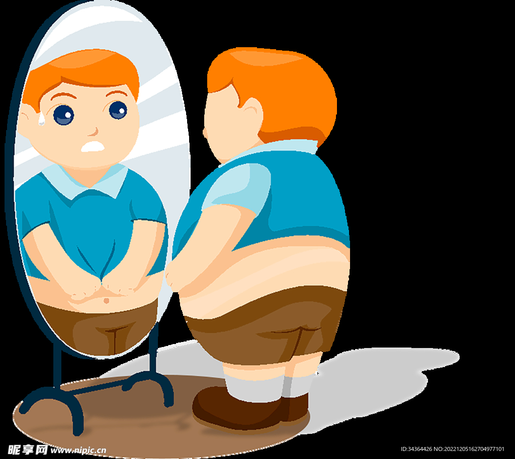 肥胖照镜子卡通图