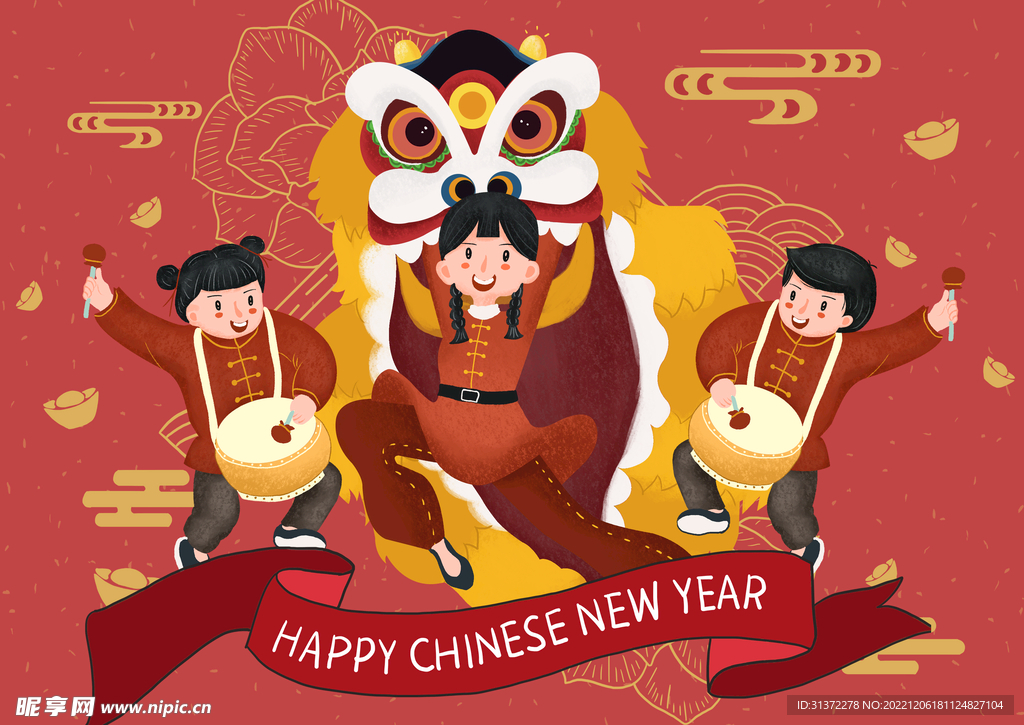  舞龙舞狮国潮海报图片