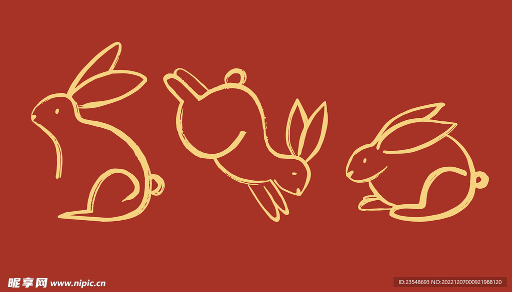 矢量手绘线条兔子