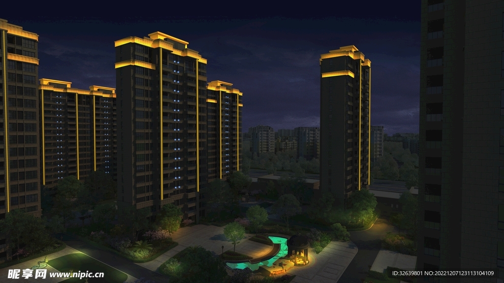 住宅夜景效果图