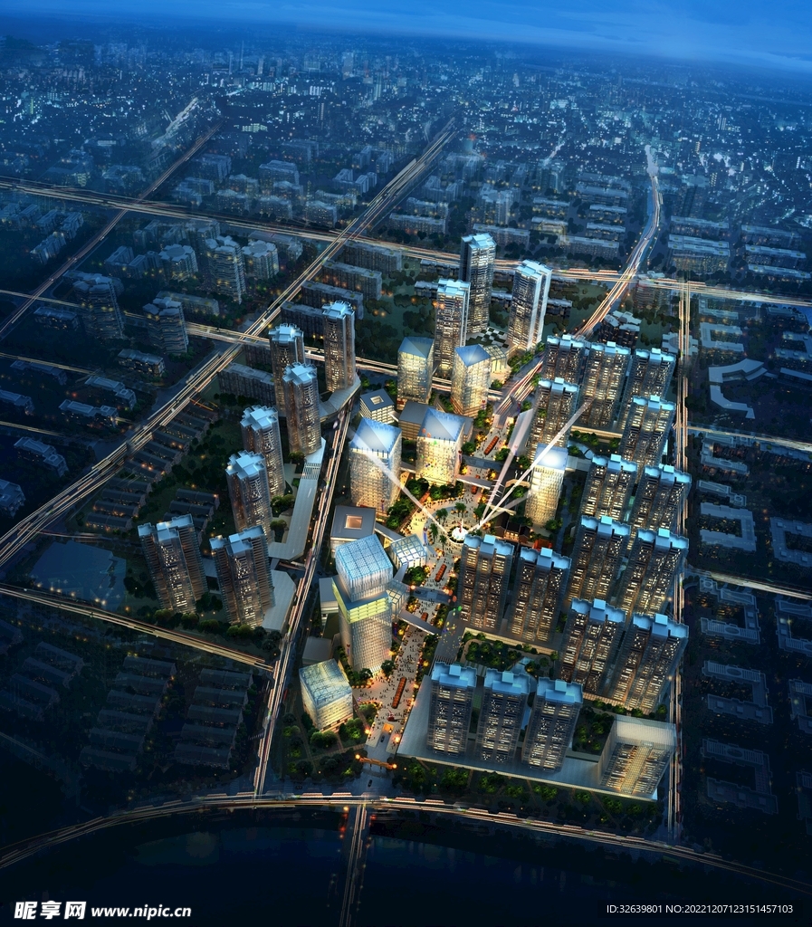 鸟瞰夜间效果图