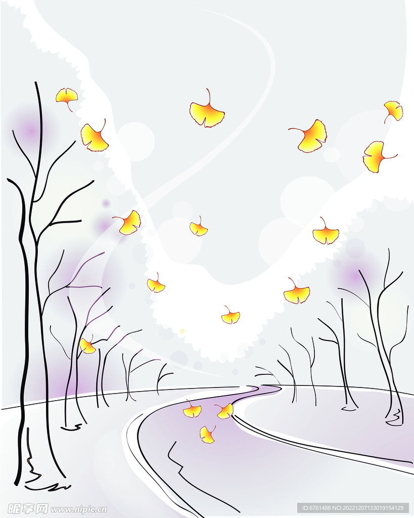 黄色叶子紫色树