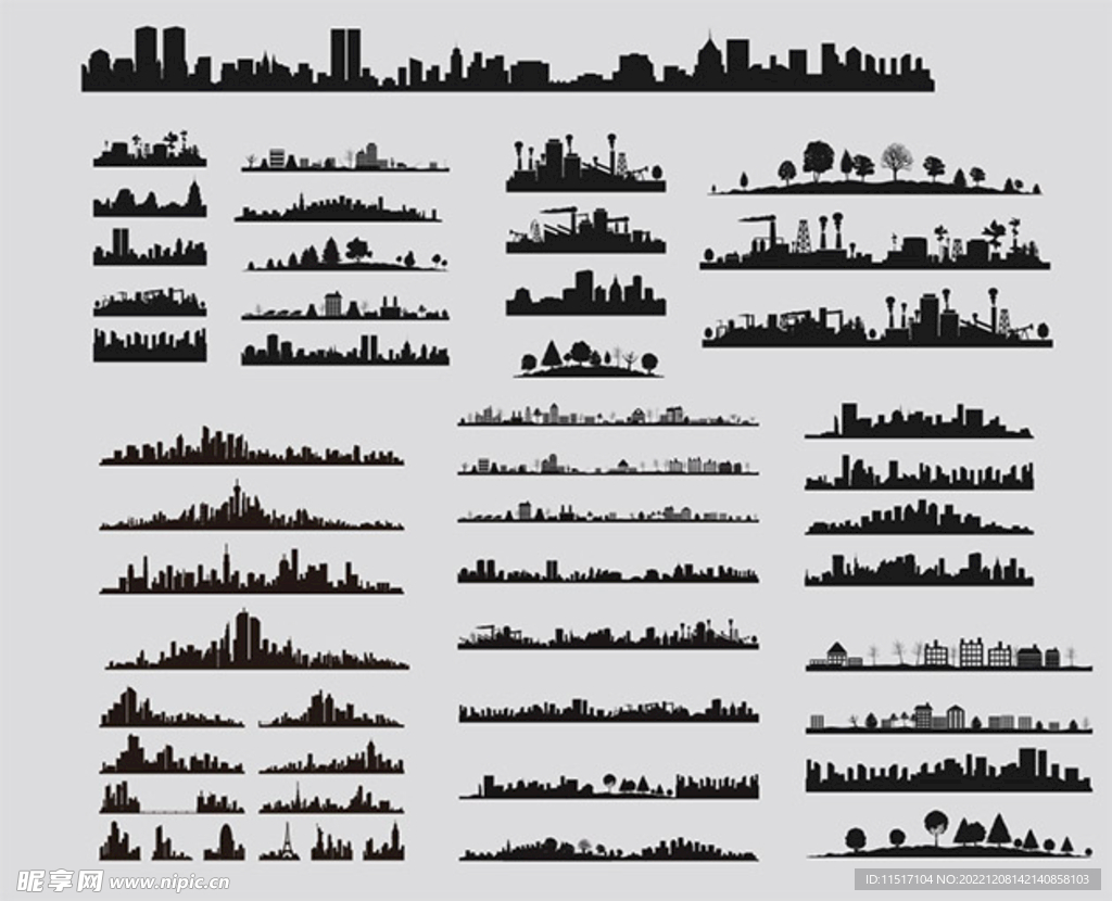 建筑剪影建筑矢量图