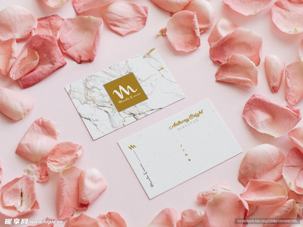 玫瑰花瓣名片展示样机模板