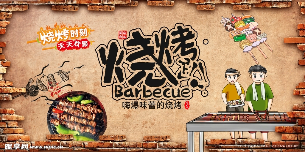 烧烤展板