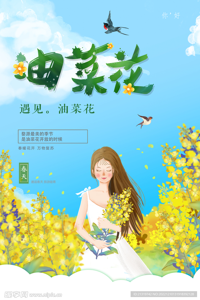 油菜花唯美海报