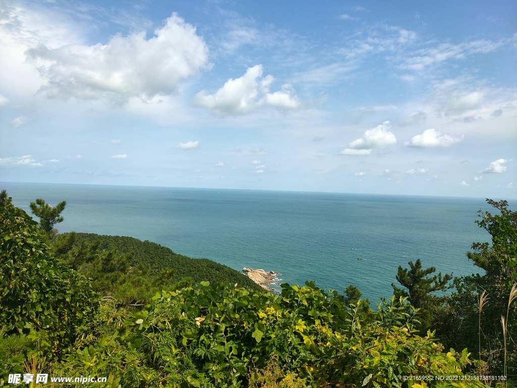 风景蓝天 白云 绿树  水  