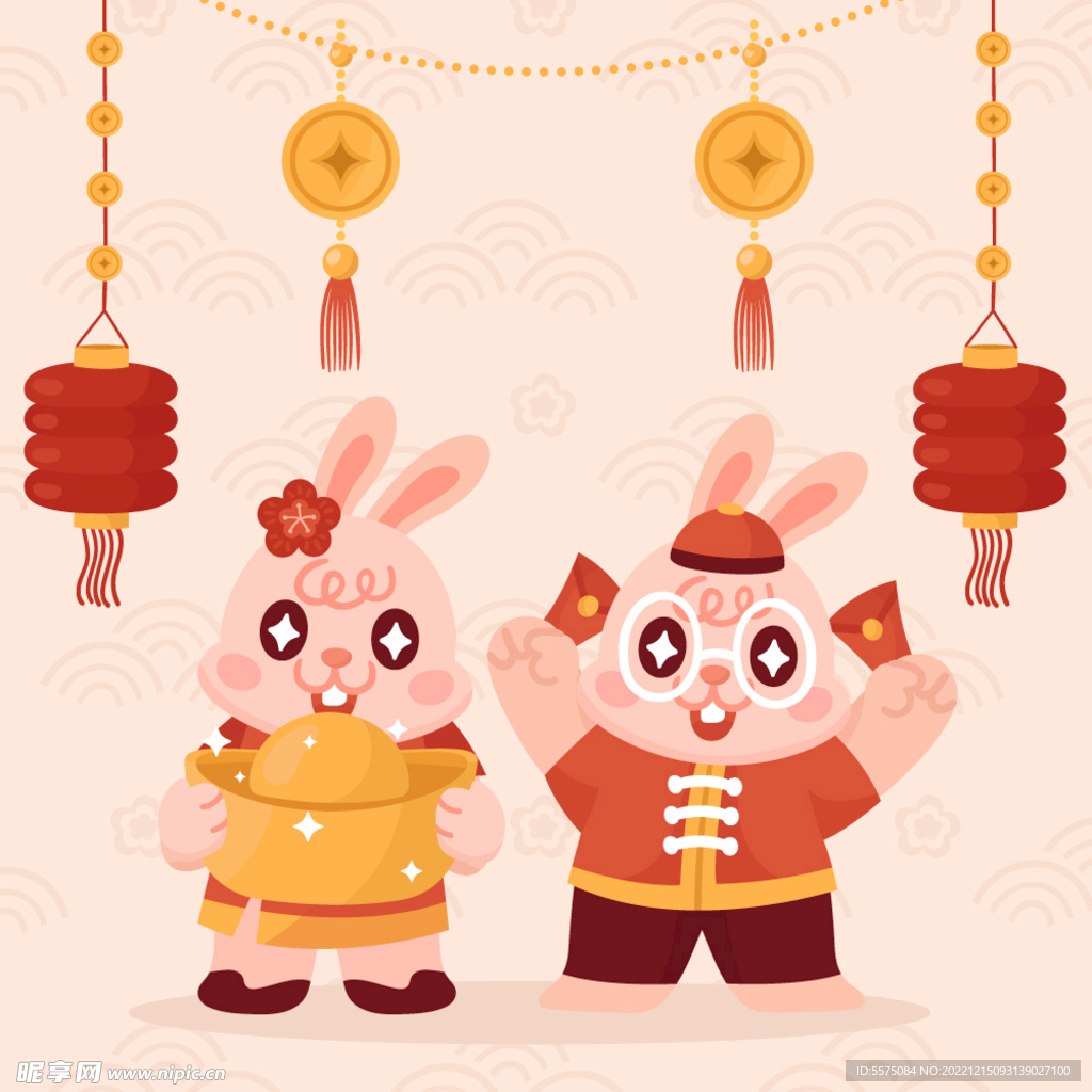 平面插图中国新年庆典