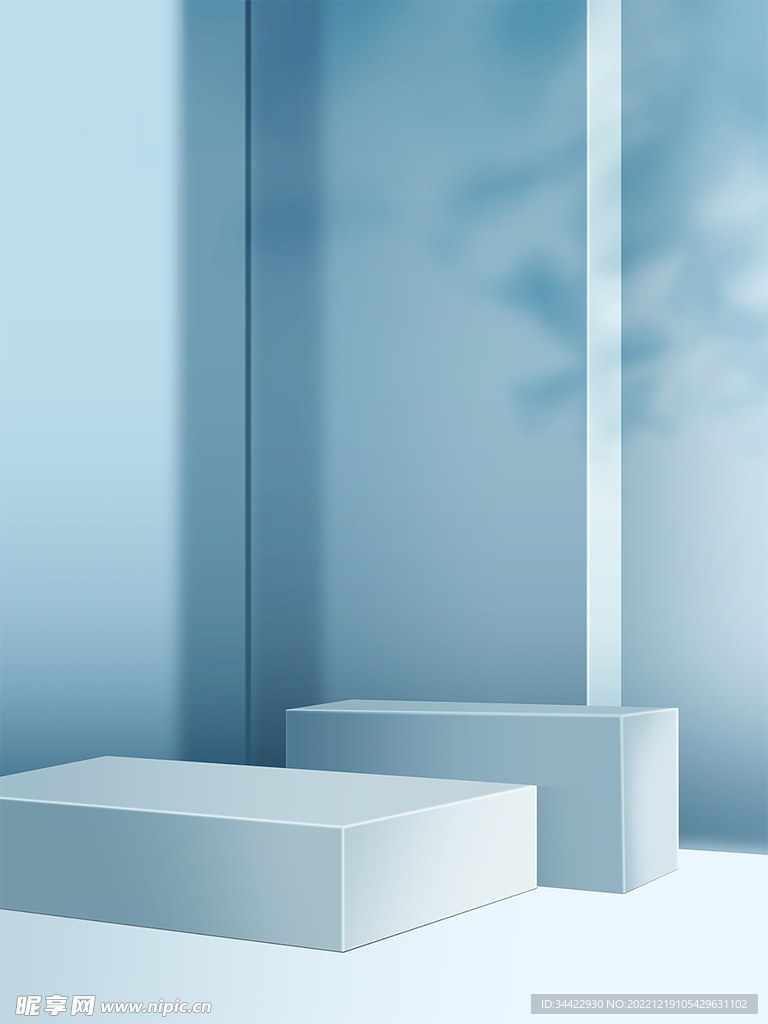 蓝色简约室内场景