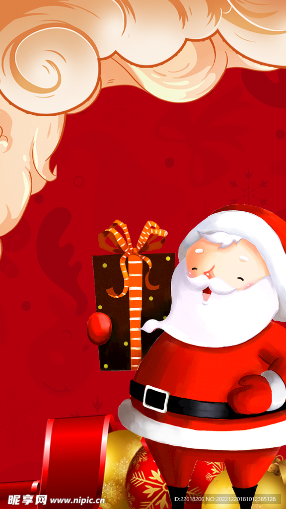 红色圣诞节圣诞老人海报背景