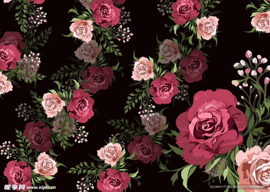 手绘花朵花卉牡丹玫瑰花