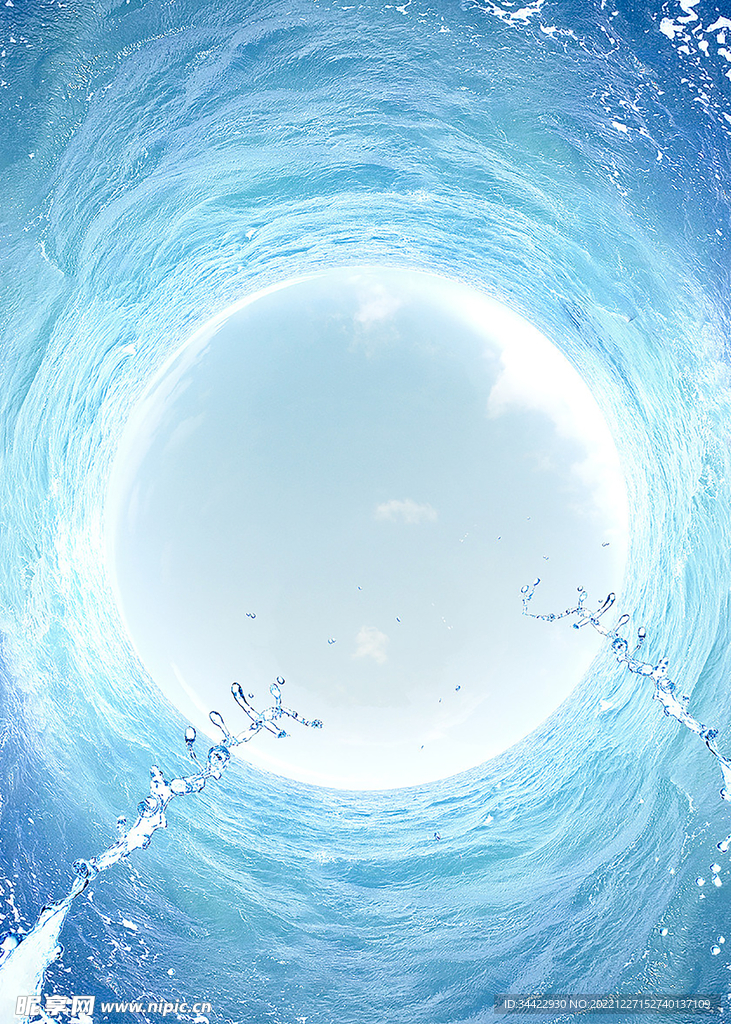 夏季水花海面浪花环形