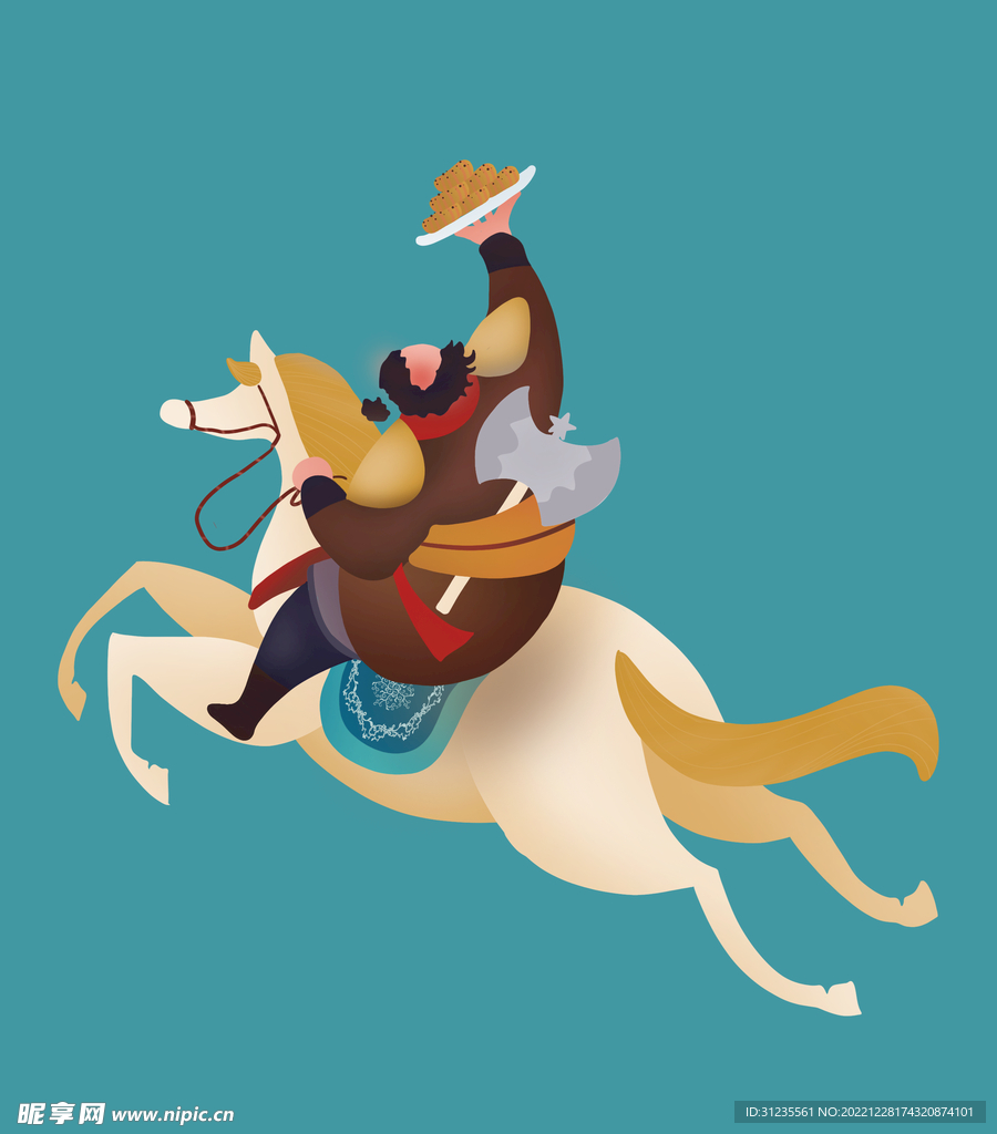 古风人物 骑马捧糕点