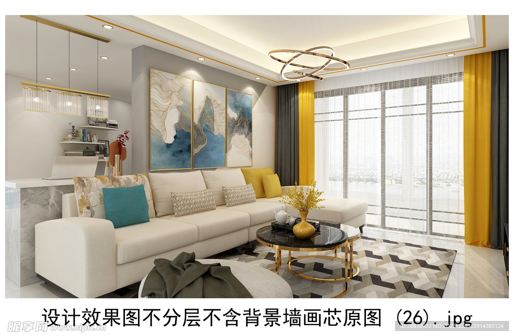 装饰画效果图 背景墙客厅 高清