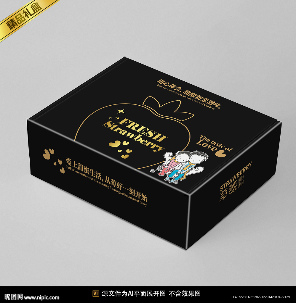 草莓包装平面展开图