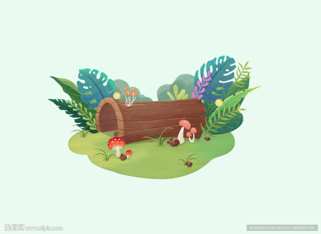 花草蘑菇老树根