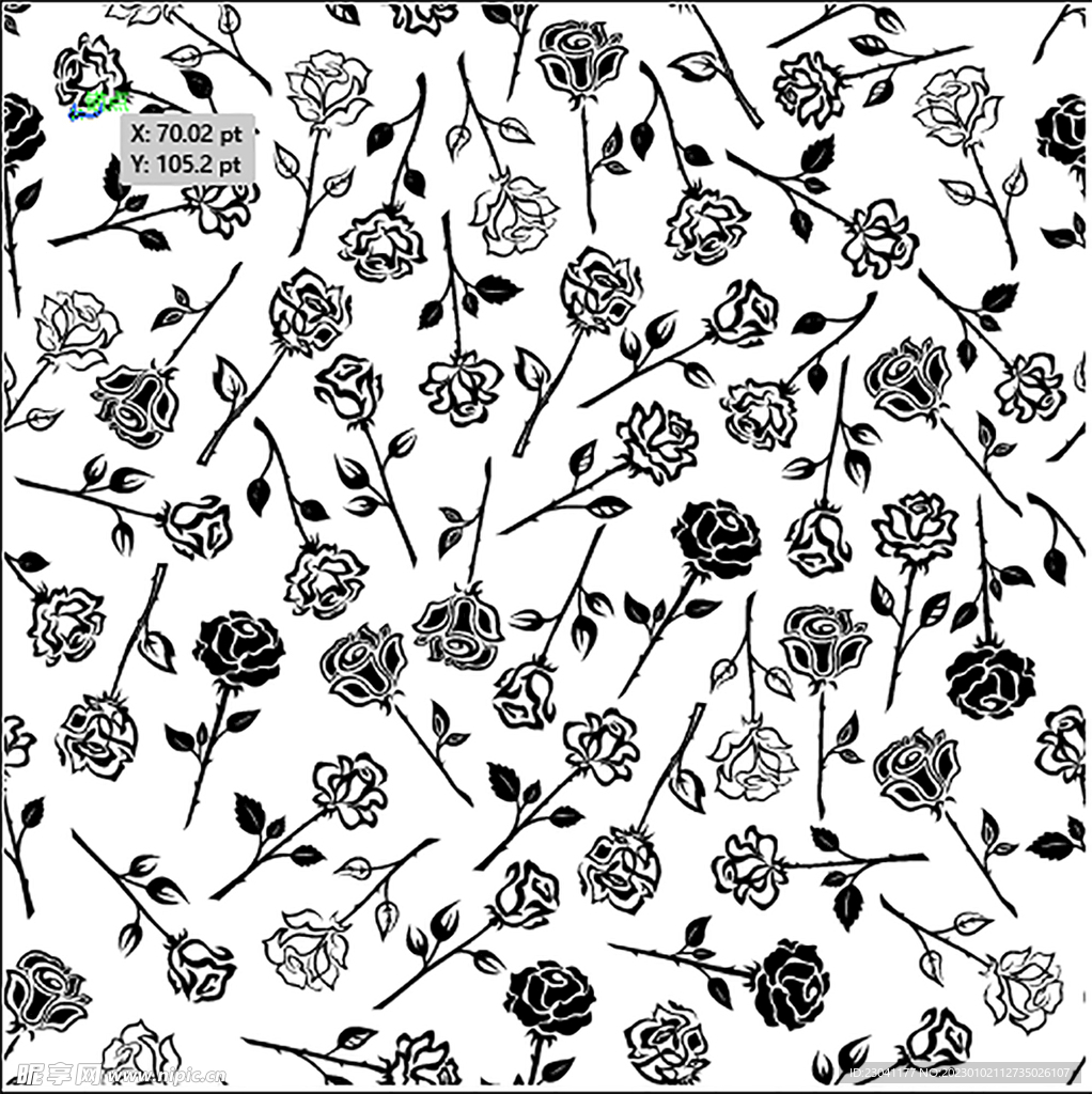 线条黑白玫瑰花