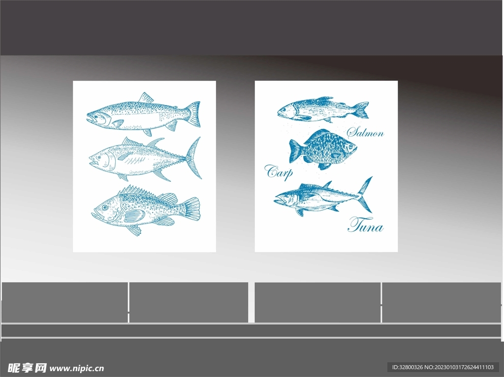 超市生鲜区画面鲜鱼