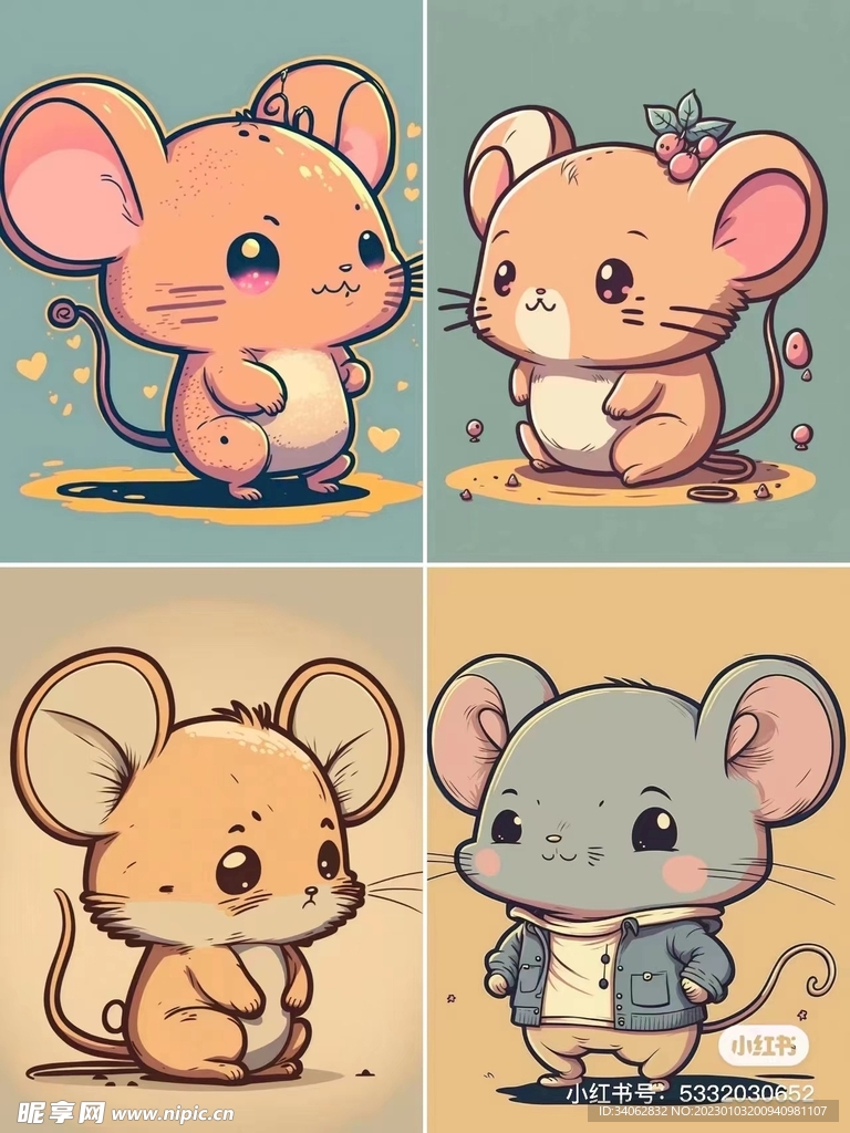 四只可爱的小老鼠