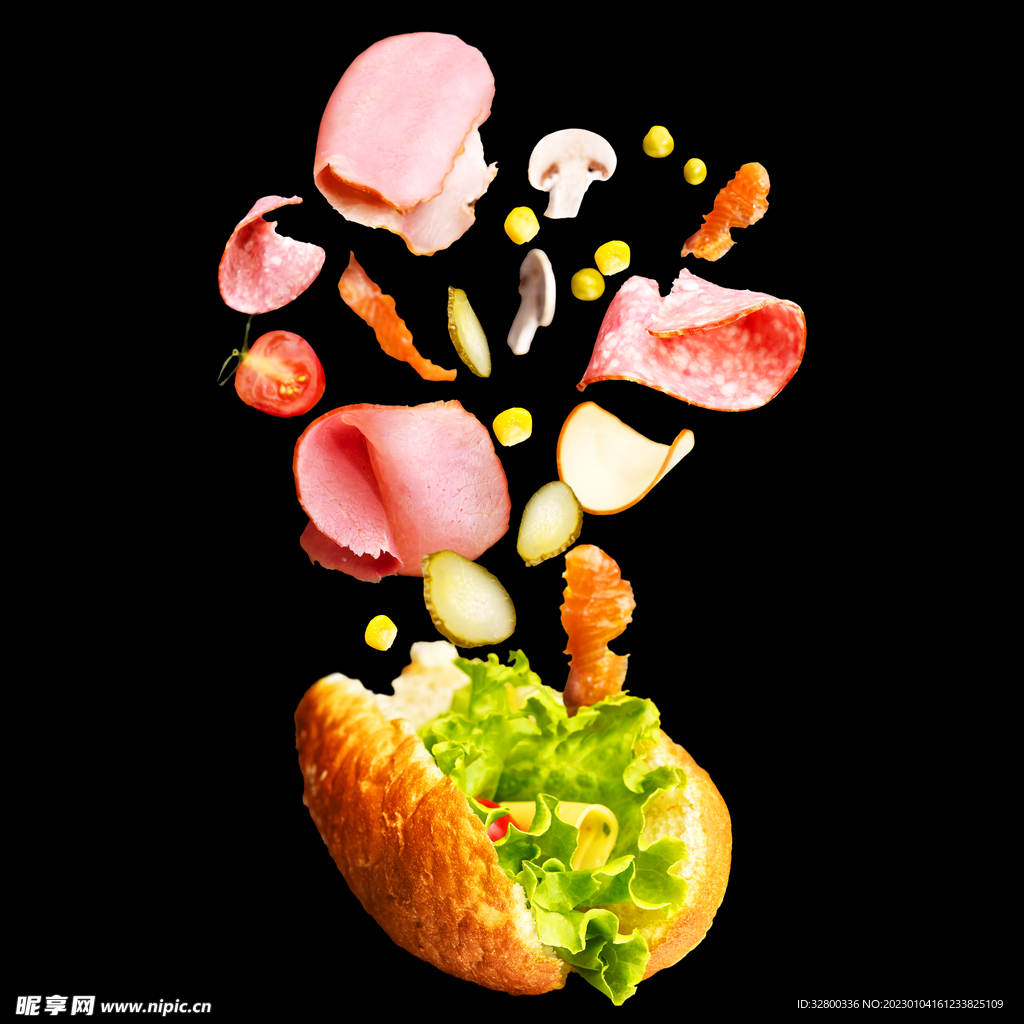 汉堡 食材 展示图