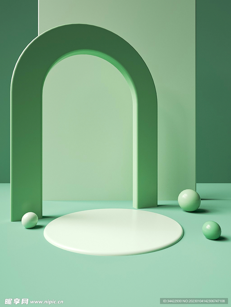 绿色小清新立体展台