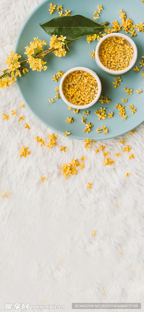 中国风秋季桂花甜品背景