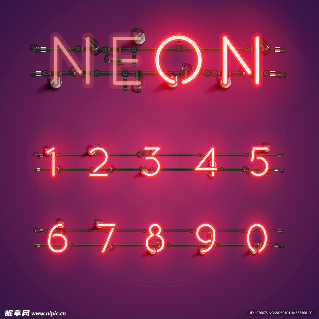 霓虹灯红色数字